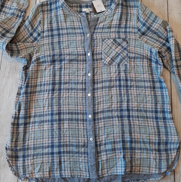 J. Jill Tops - •SOLD• J.Jill Plaid Gingham Button Front Tunic XL